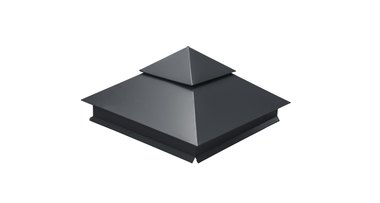 Колпак на столб двойной 390х390мм 0,45 PE с пленкой RAL 7024 мокрый асфальт