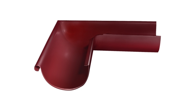 Угол желоба внешний Grand Line PU 90 гр 125 мм RAL 3005 красное вино