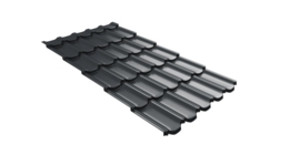 Металлочерепица  квинта плюс Grand Line c 3D резом 0,45 PE RAL 7016 антрацитово-серый