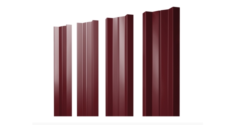 Штакетник М-образный А с прямым резом 0.45 Drap TX RAL 3005 красное вино