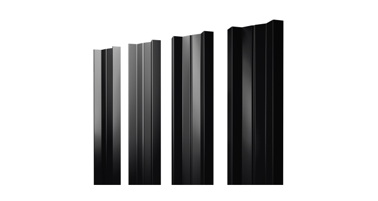 Штакетник М-образный А с прямым резом 0.5 Velur X RAL 9005 черный