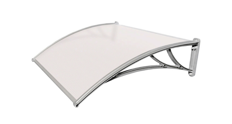 Козырек Krovent из поликарбоната 1500х930х280 молочный (серебристый кронштейн)