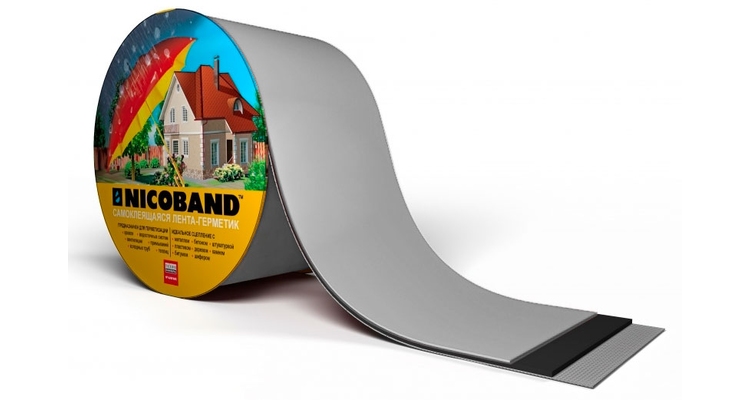 Лента герметизирующая Технониколь Nicoband самоклеящаяся 10мх20см, серебристая