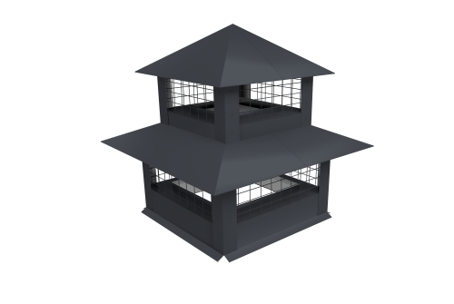 Дымник на трубу двойной с сеткой 1095х400мм 0,45 PE с пленкой RAL 7024 мокрый асфальт